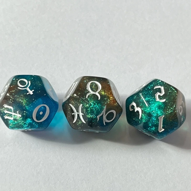 F1FD 3x Astrological Dice-12-sided Dice-Multifaceted-Constellation Dice-Acrylic-Dice