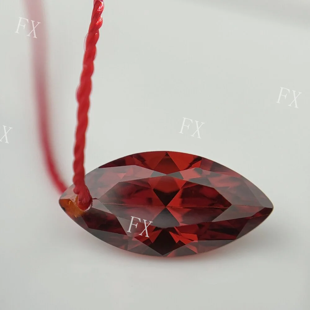 One Hole Garnet  Marquise  Shape   Cubic Zirconia  Loose CZ Stone Synthetic Gems Beads with hole For Jewelry Making 4x8~8x16mm