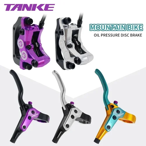 Imagen 2 del producto TANKE MTB freno de disco hidráulico de 4 pistones 850/1700mm pastillas de freno de resina presión de aceite AM abrazadera delantera trasera para bicicleta de montaña ultraligera
