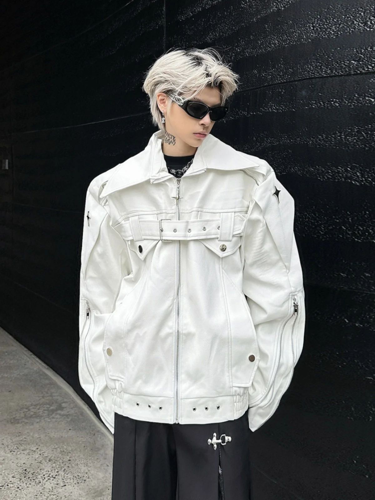 

Белая кожаная мужская куртка на осень-зиму ort Sle Faion, брендовая высококачественная американская мотоциклетная куртка Cleanfit