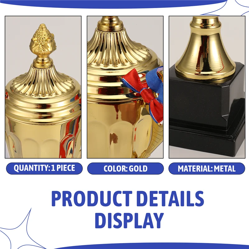 AS96-1 PCS Trophy Cup For Sports Meeting Competitions Soccer Winner Team Awards And Competition Parties Favors 11 Inch Gold Meta