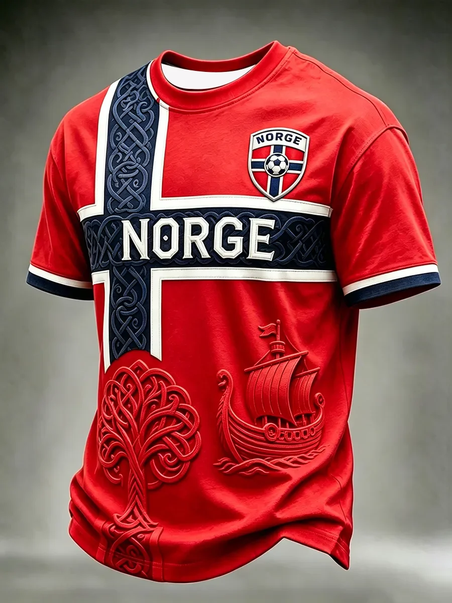 2026 Edition Norwegian Football Training T-Shirt-3D Digital Printing - Comfortable and Breathable - Family-Personalized Clothing