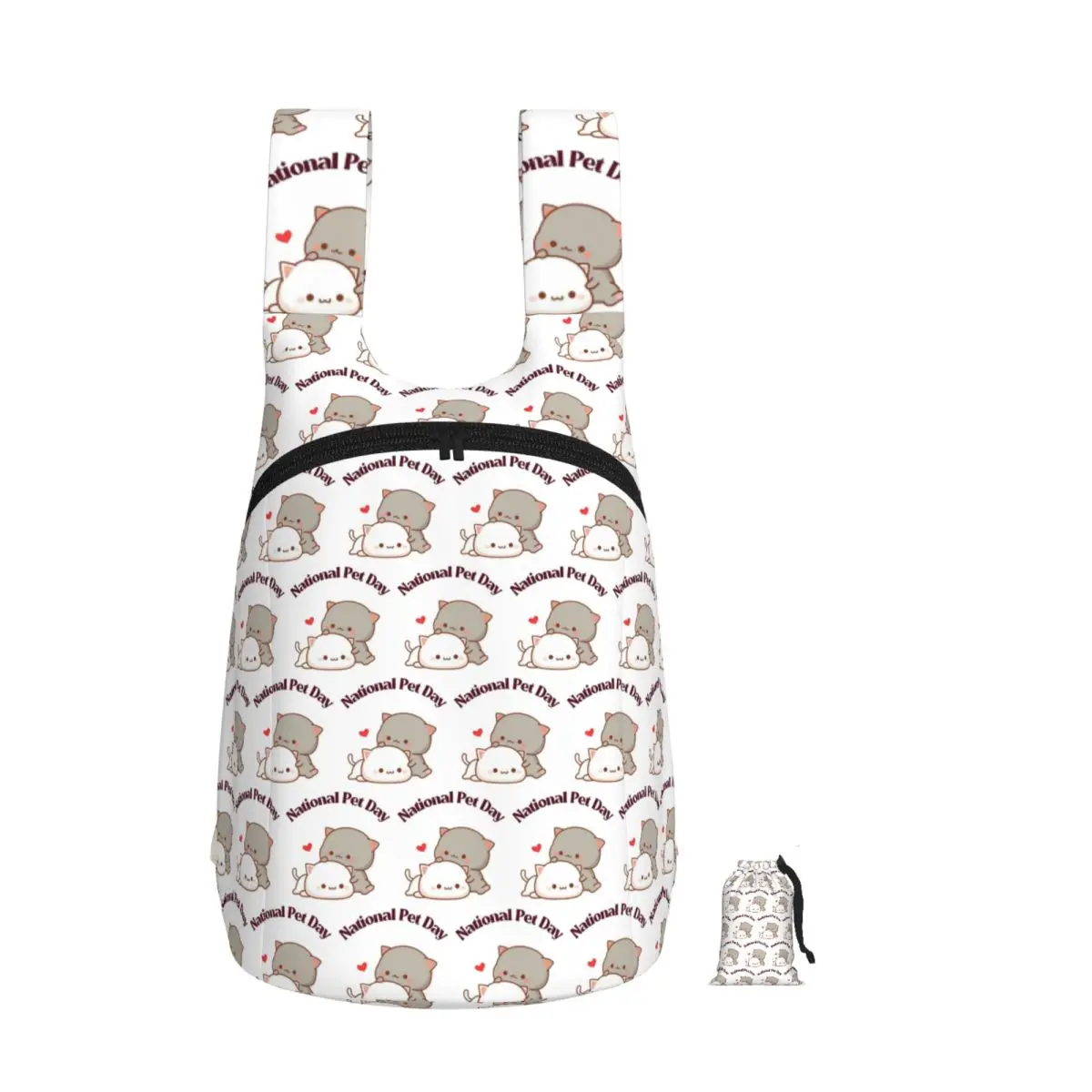 

National Pet Day Funny Cat Design Backpack Student Storage BookBag Children School Bag Computer Shoulder Bags for Men Women