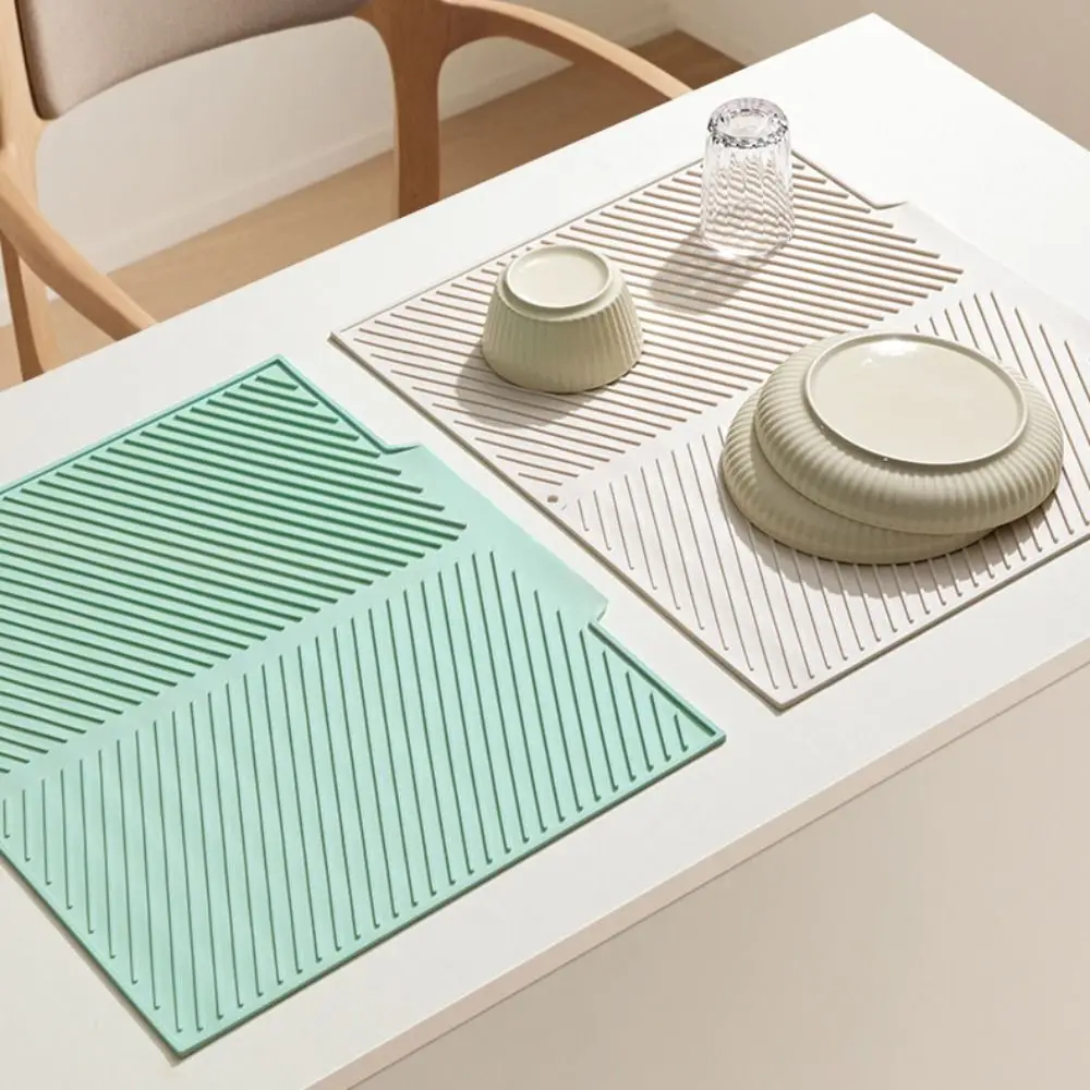 

Anti-slip Silicone Draining Pad Heat Resistant Thickened Dish Drying Pad Rectangular Large Size Cup Storage Pad Bathroom