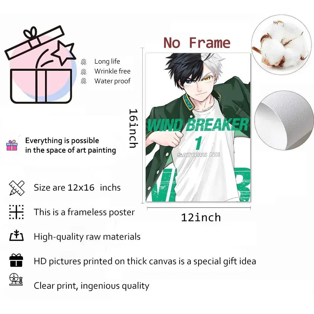 Manga Delinquent Shonen WIND BREAKER Painting Calligraphy Canvas Wall Art Mural Living Room Canvas Decor Gifts