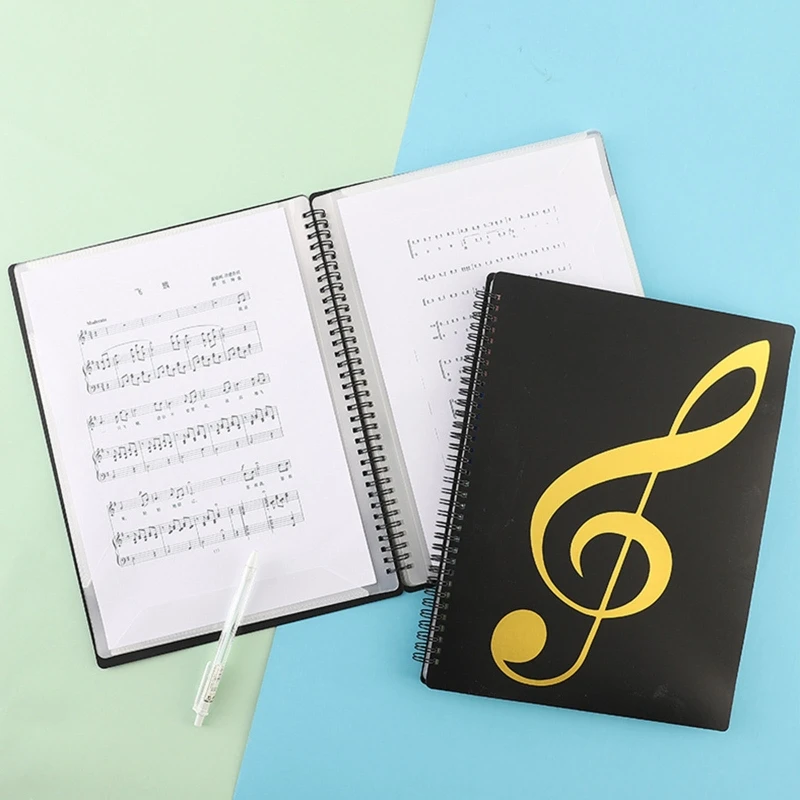 Portable Music Binder Sheet Music Folder 40 Pages Writable Pages A4 Size File Folder for Violinist Pianists Cellist Band Concert