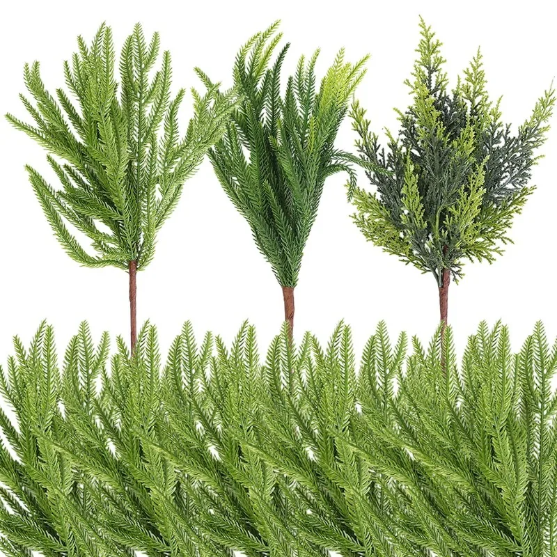 5/1 قطعة فروع الصنوبر واقعية لينة انحناء الاصطناعي نورفولك الصنوبر إبرة فرع DIY اكاليل جارلاند زينة عيد الميلاد