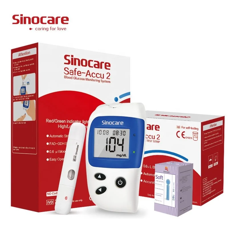 

Sinocare Accu2 Home Code Free Automatic Blood Glucose Meter With Test Paper And Blood Needle