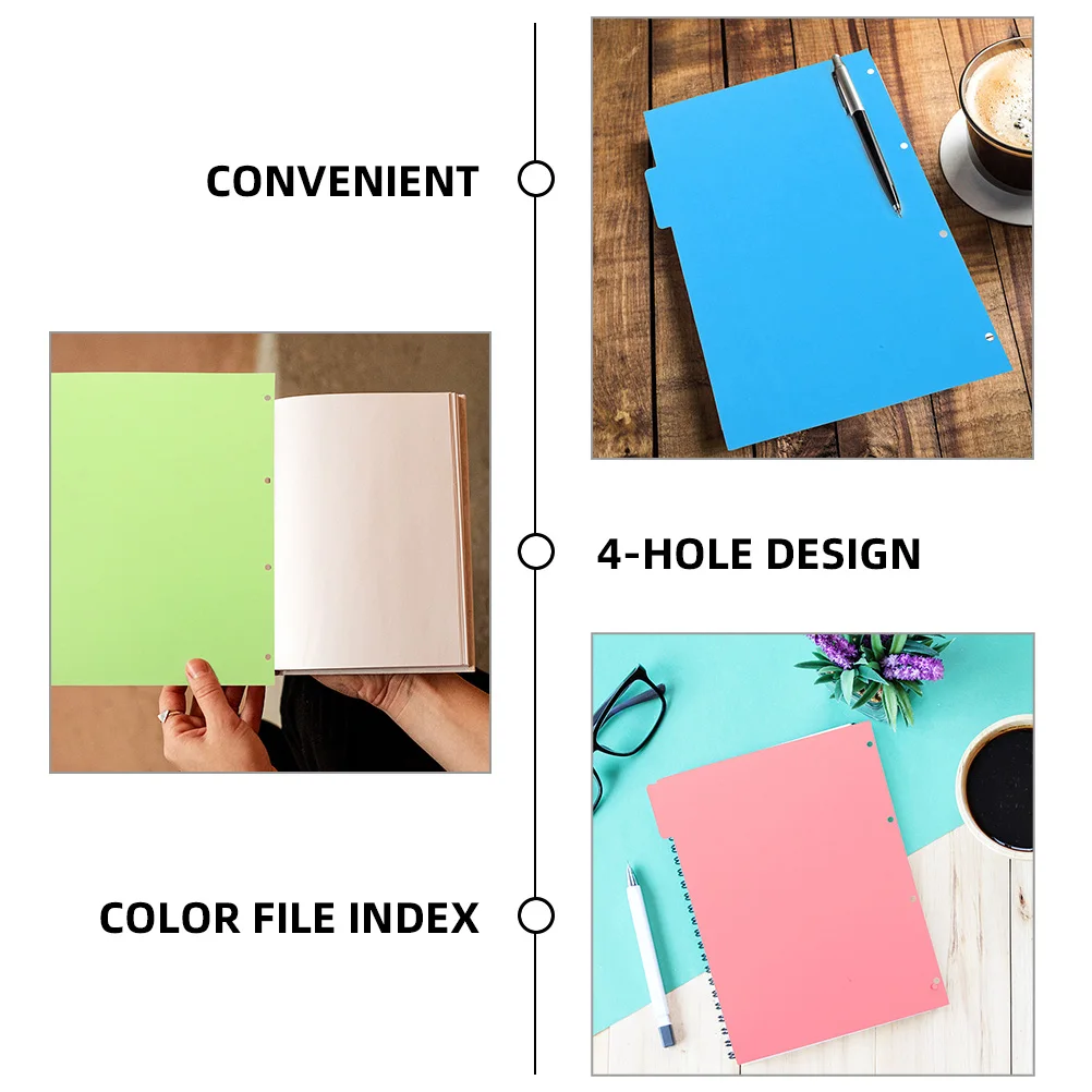 

3 Sets 4-Hole Binder Dividers Detachable Notebook Tabs Aesthetic Page Markers For Books Reports Journals Office School Index