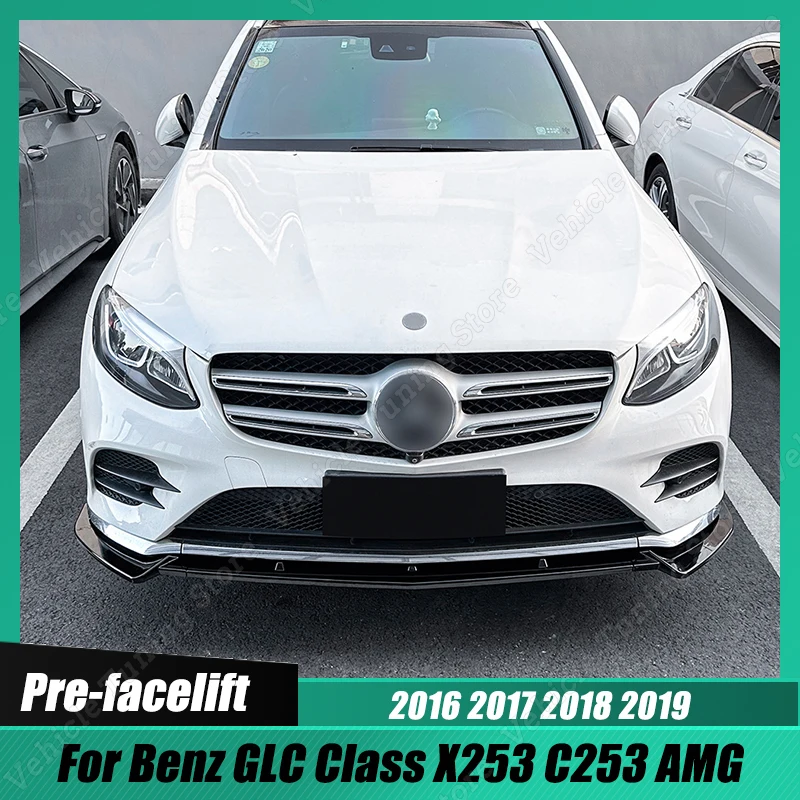 Front Bumper Lip Spoiler Splitter Diffuser Guard Body Kits For Mercedes Benz GLC Class X253 C253 AMG 2016-2019 Pre-facelift