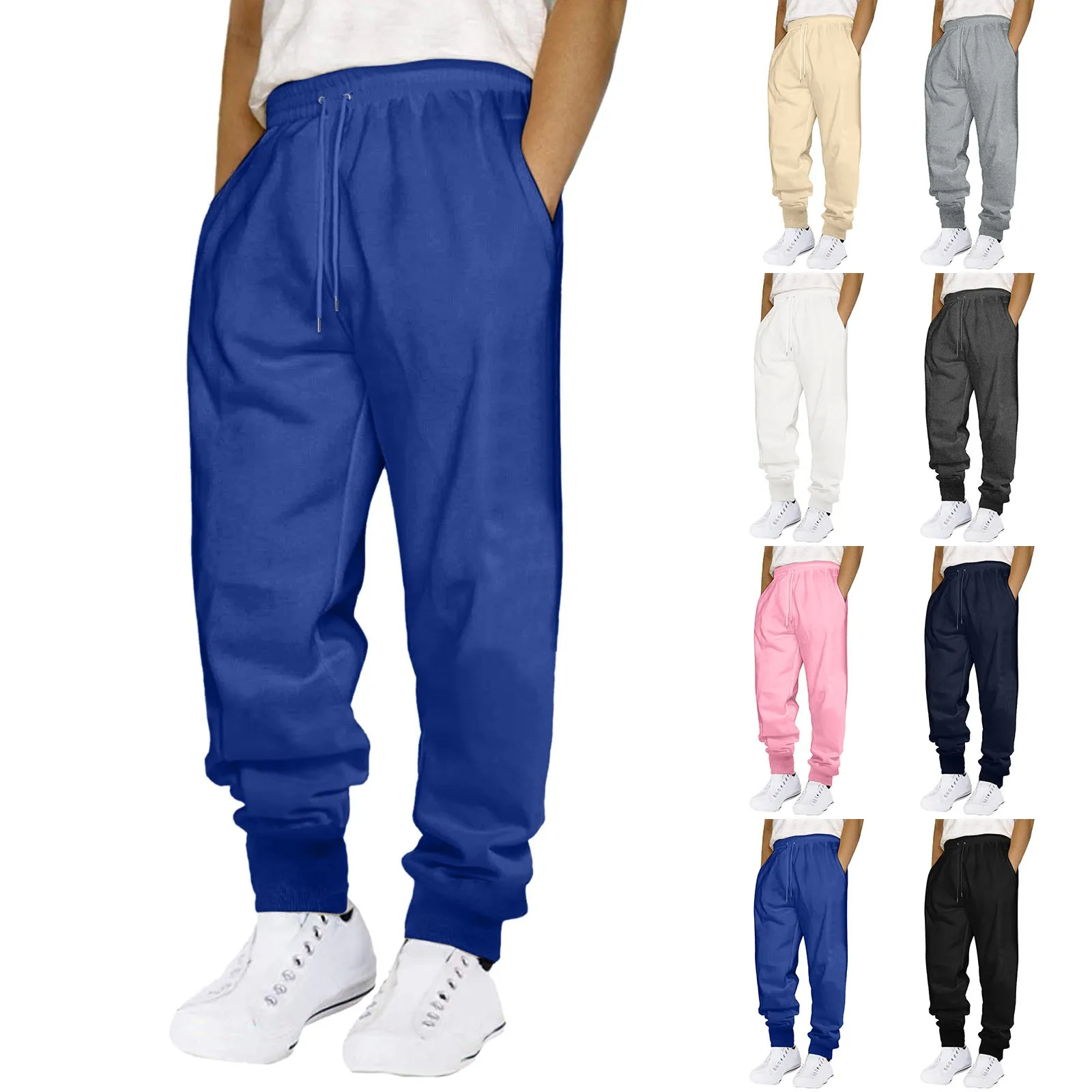 Mens Sport Pants Sweatpants Tracksuit Slim Fit Gym Workout Joggers Bodybuilding Trousers Casual Drawstring Sweatpants Plus Size