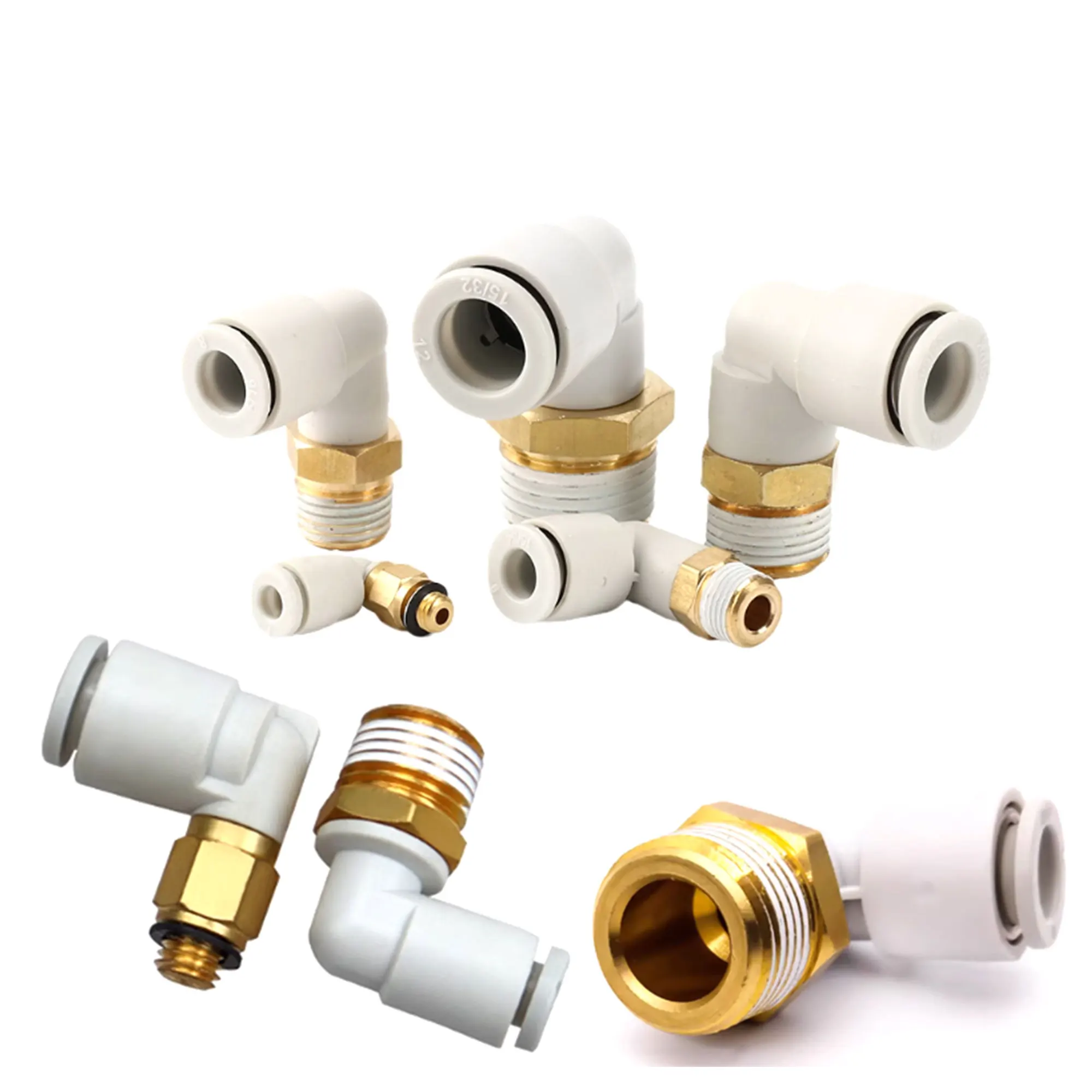 10PCS-PL Pneumatic Connector 4mm-12mm Hose OD 1/8'1/4' 3/8'1/2' Male Pneumatic Thread Tube Elbow Connector Tube Air Push In Moun