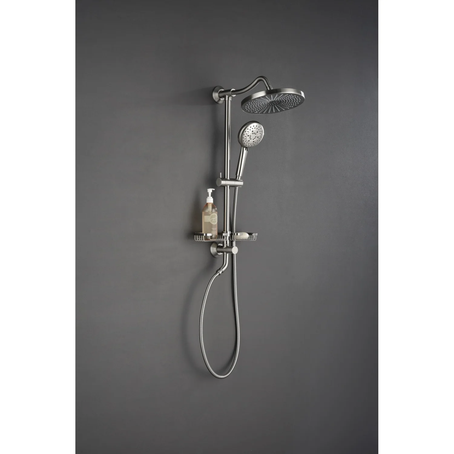 

ShowerSpas Shower System, with 10" Rain Showerhead, 4-Function Hand Shower, Adjustable Slide Bar and Soap Dish,