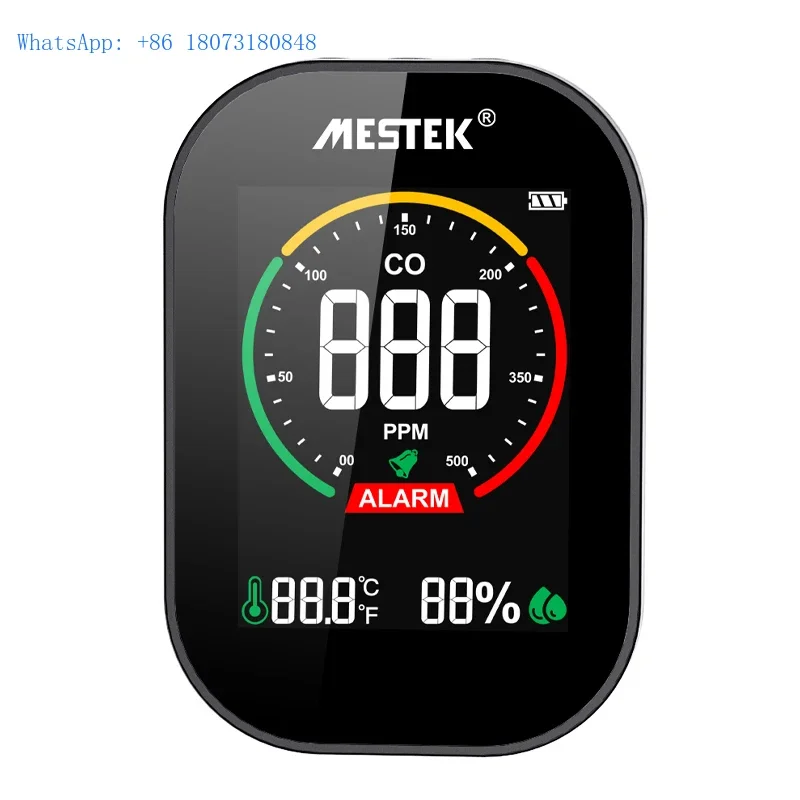 

CO Gas Meter Real Time Monitoring Double Indoor Envirnomental Air Quality Detector Temperature Humidity Detection