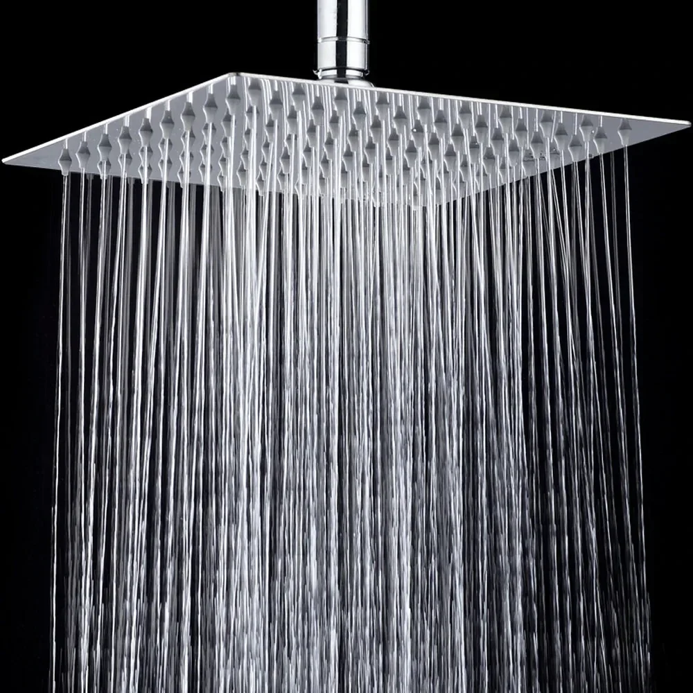 

8 10 12 Stainless Steel High Pressure Rainfall Shower Head Large Flow Square Pressure Boosting Design Spa Bathroom Showerhead