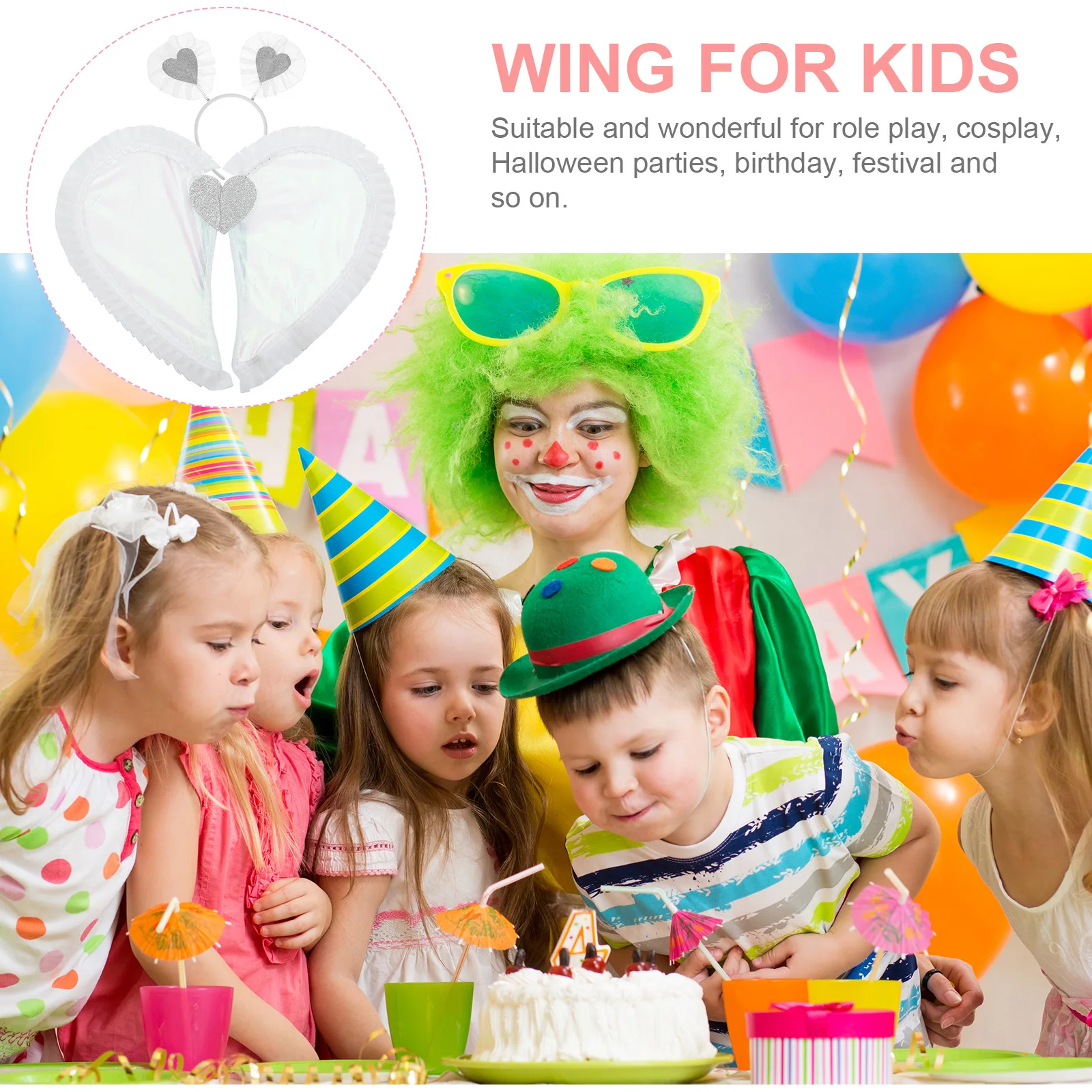 

1Set Kids Angel Wing Prop Fairies Party Supplies Headband Costume Accessories Cosplay Wings for Girls Fairy Wing