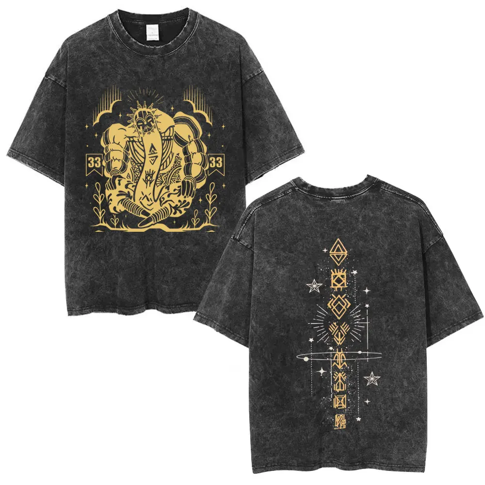 

Washed Vintage Game Clair Obscur Expedition 33 Graphic T-shirt Men Women Casual Retro Cotton T Shirts Men's Oversized T-shirts