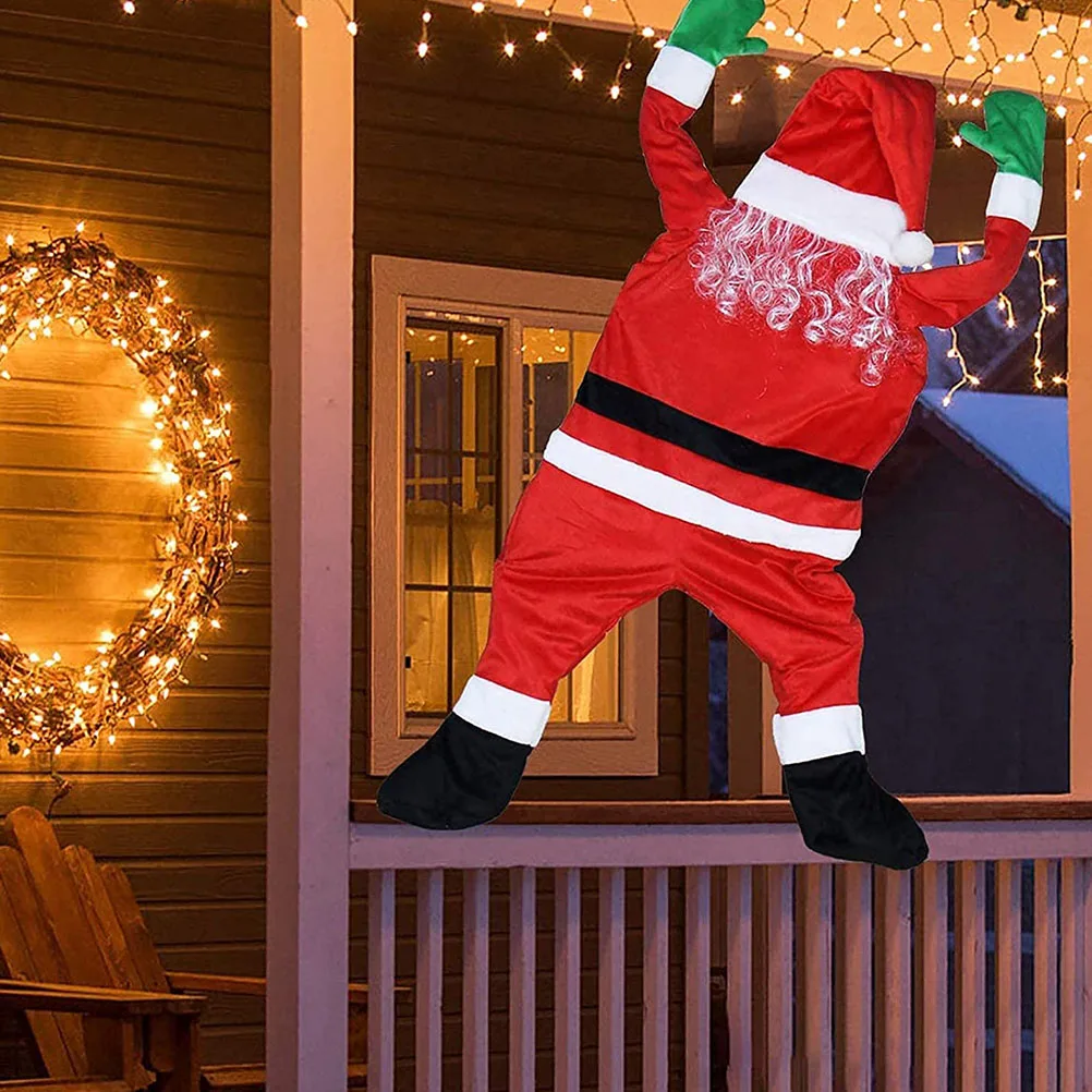 

Santa Claus Hanging Ornament Large Climbing Design Self Adhesive Christmas Decor Indoor Outdoor Roof Wall Chimney