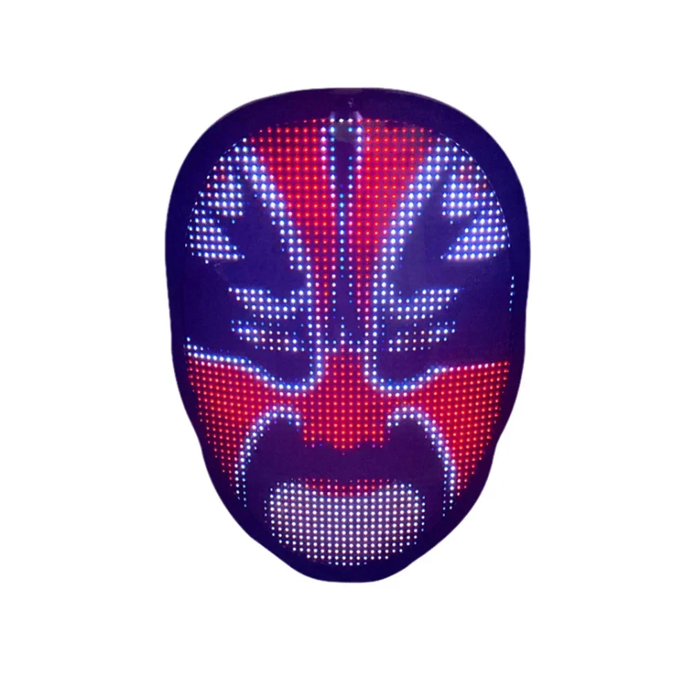Led Mask with Gesture Sensing Transform, LED Luminous Facial Transforming Mask for Halloween Carnival DJ Party