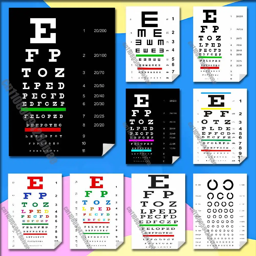 For Medical Eye Test Snellen Chart Vision Test Chart Poster Wall Murals Paper Home Self-adhesive Sticker Playbill Cover