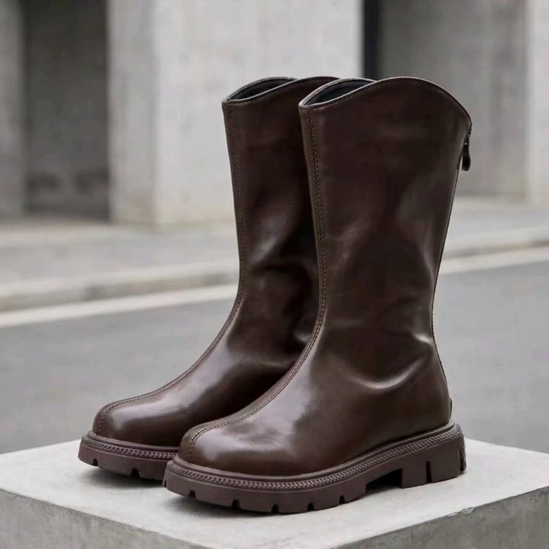 Autumn Winter New Children High Boots for Girls Fashion Korean Style Anti-slippery Keep Warm Versatile Chic Leather Shoes