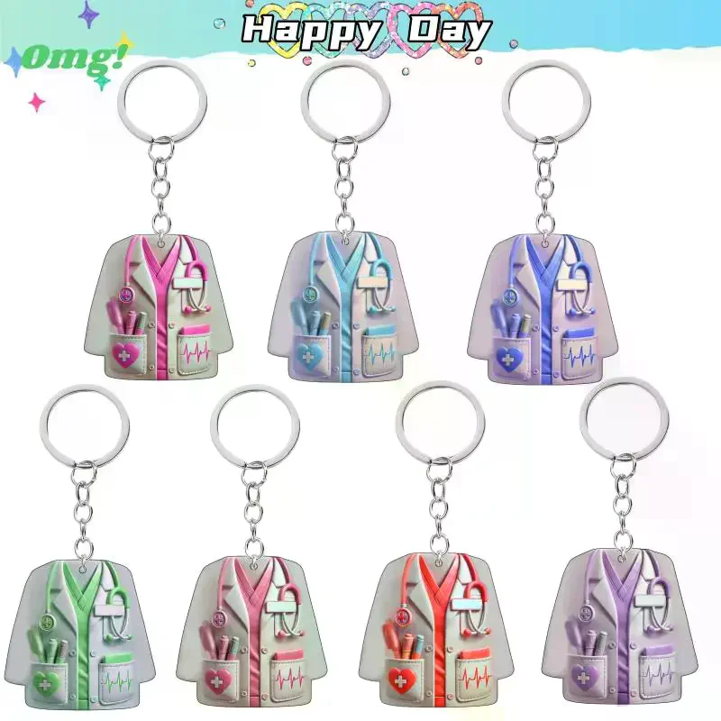 Backpack Decoration Personalized And Creative Nurse Uniform Design 2D Flat Acrylic Keychain Fashion Medical Student Gift