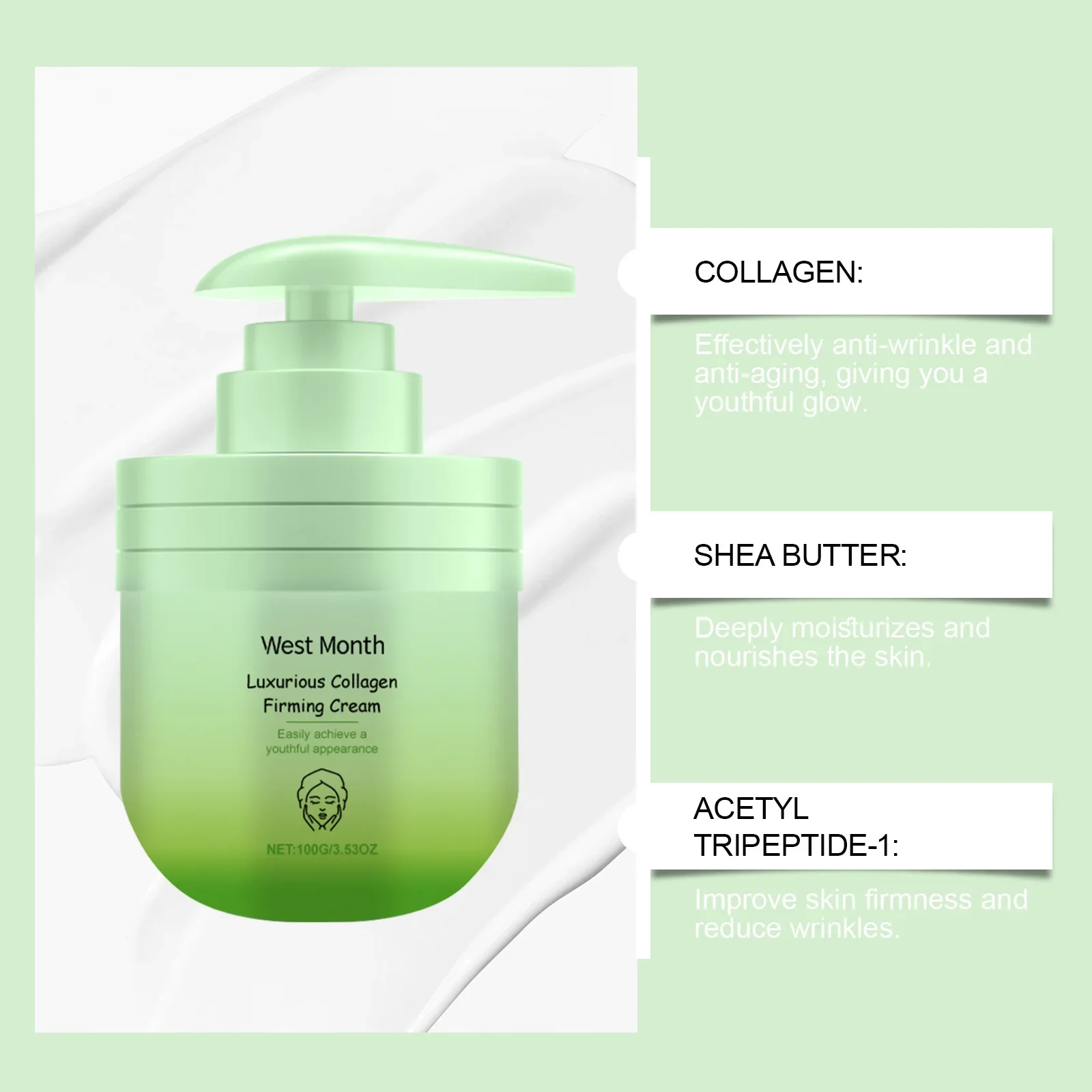 WEST MONTH Collagen Body Moisturizer, Fading Fine Lines and Wrinkles Hydrating Moisturizing Firming Skin Care Body Lotion