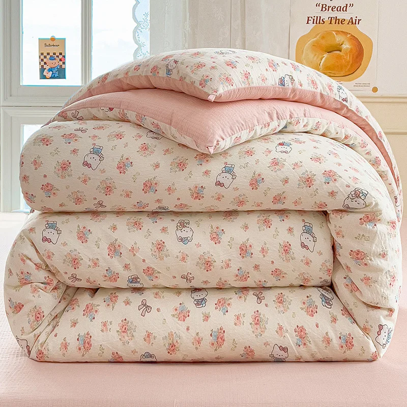 Crinkle Gauze Winter Quilt Single Double Dorm Bedding All Season Warm Winter Quilt Thickened To Keep Warm Winter Thick Quilt