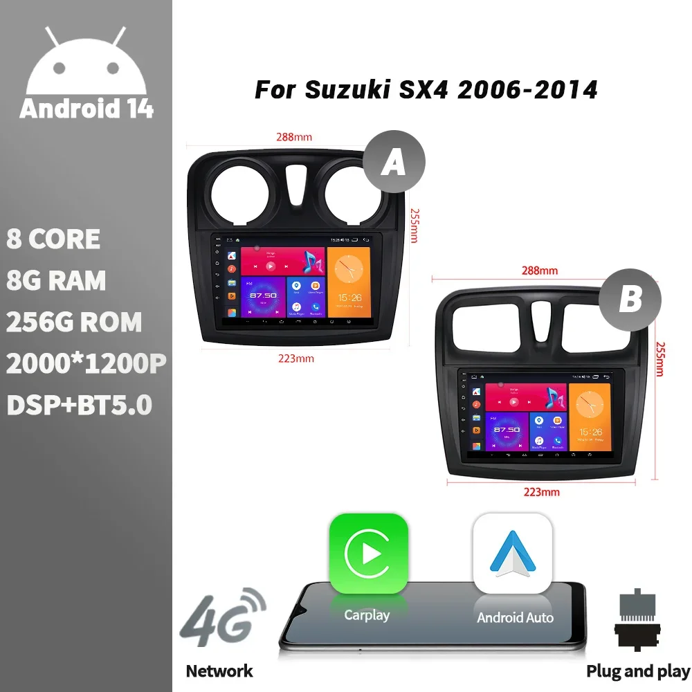 Android Bluetooth Wireless CarPlay Car Radio For Renault Logan 2 2012-2019 Sandero 2 2014-2019 Multimedia Navigation Player