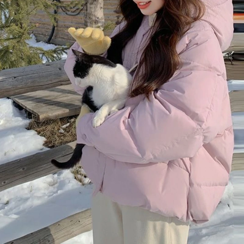 

Design Sense Square Buckle Hooded Women's Winter 2025 New Loose and Warm Small Jacket