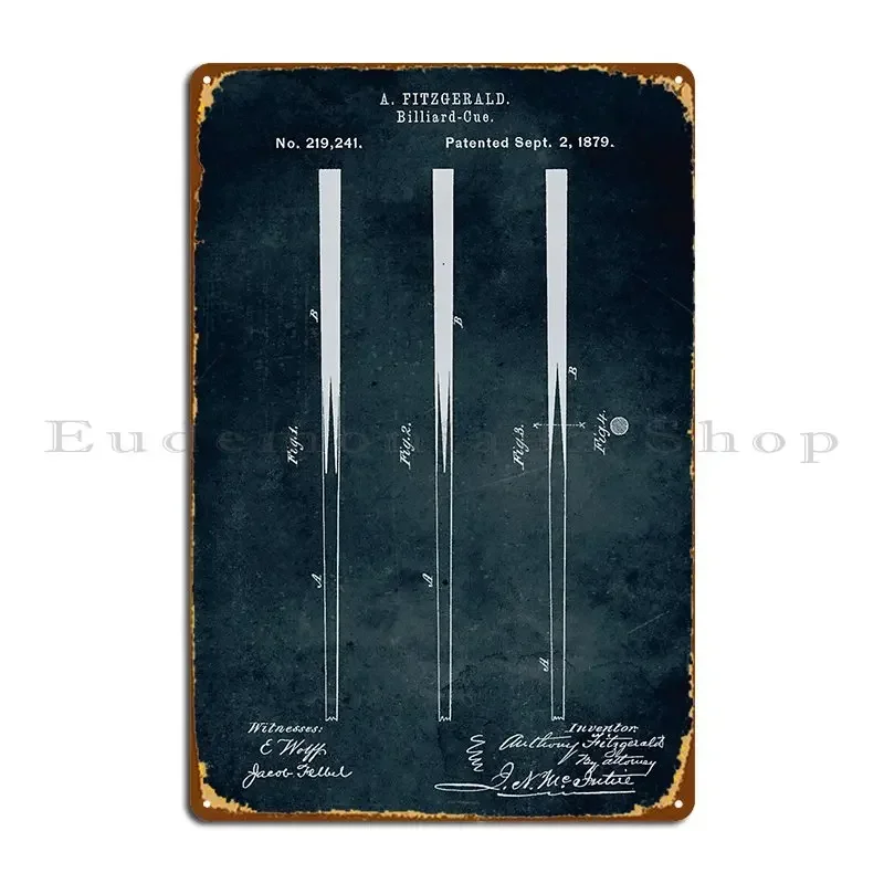 1879 Billiard Cue Metal Plaque Living Room Garage Rusty Cinema Designing Tin Sign Poster