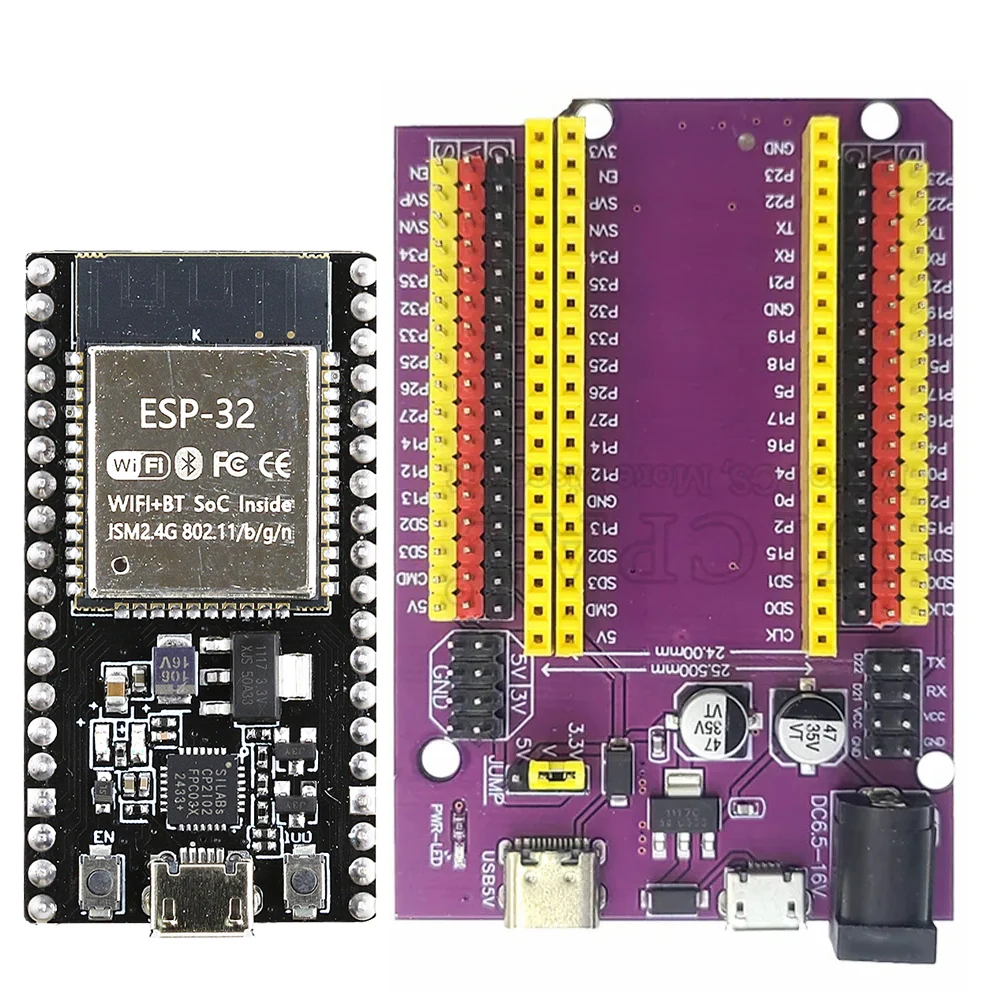 TYPE-C/MICRO USB CP2102 WiFi + Bluetooth Dual Core ESP32-DevKitC-32 ESP Erweiterungskarte 38PINS ESP32 Entwicklungsboard