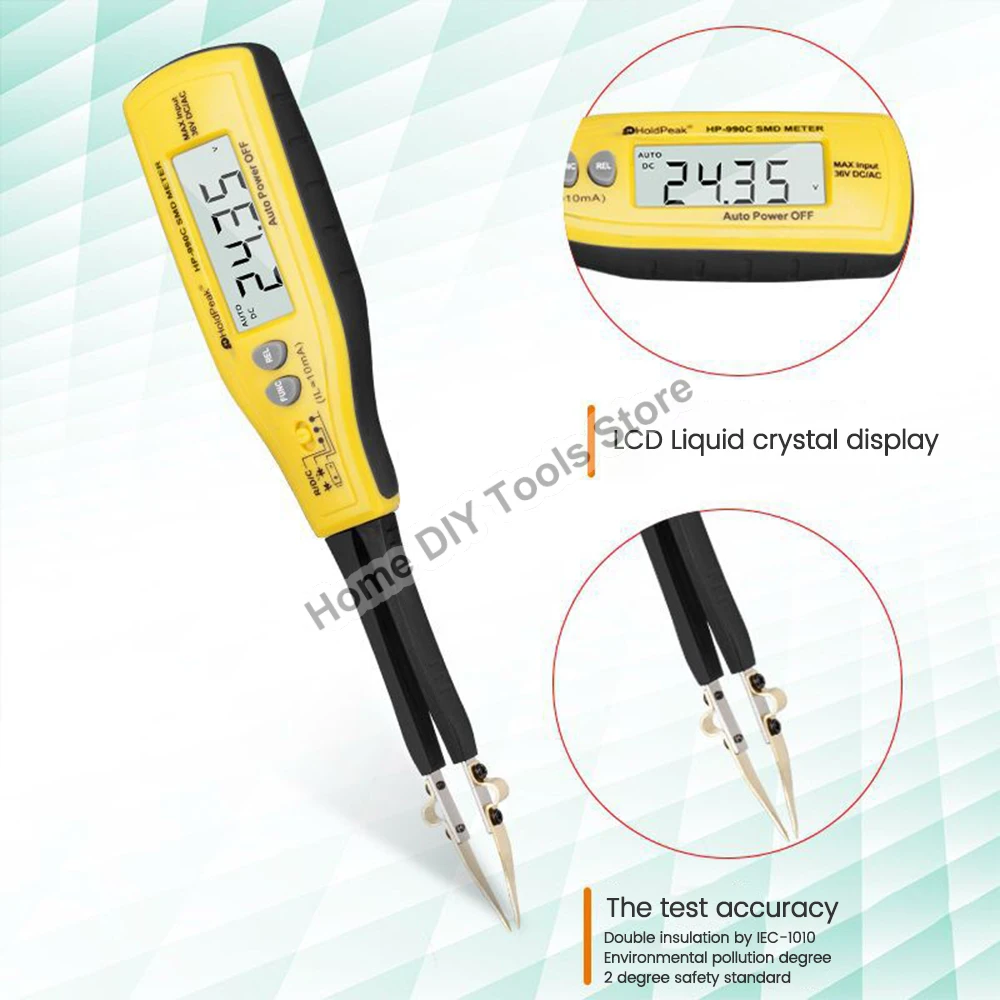 HP-990A/B/C Digital Tweezers Smart SMD Tester Multímetro eléctrico Resistencia capacitancia Continuidad Diodo Medidor de Prueba