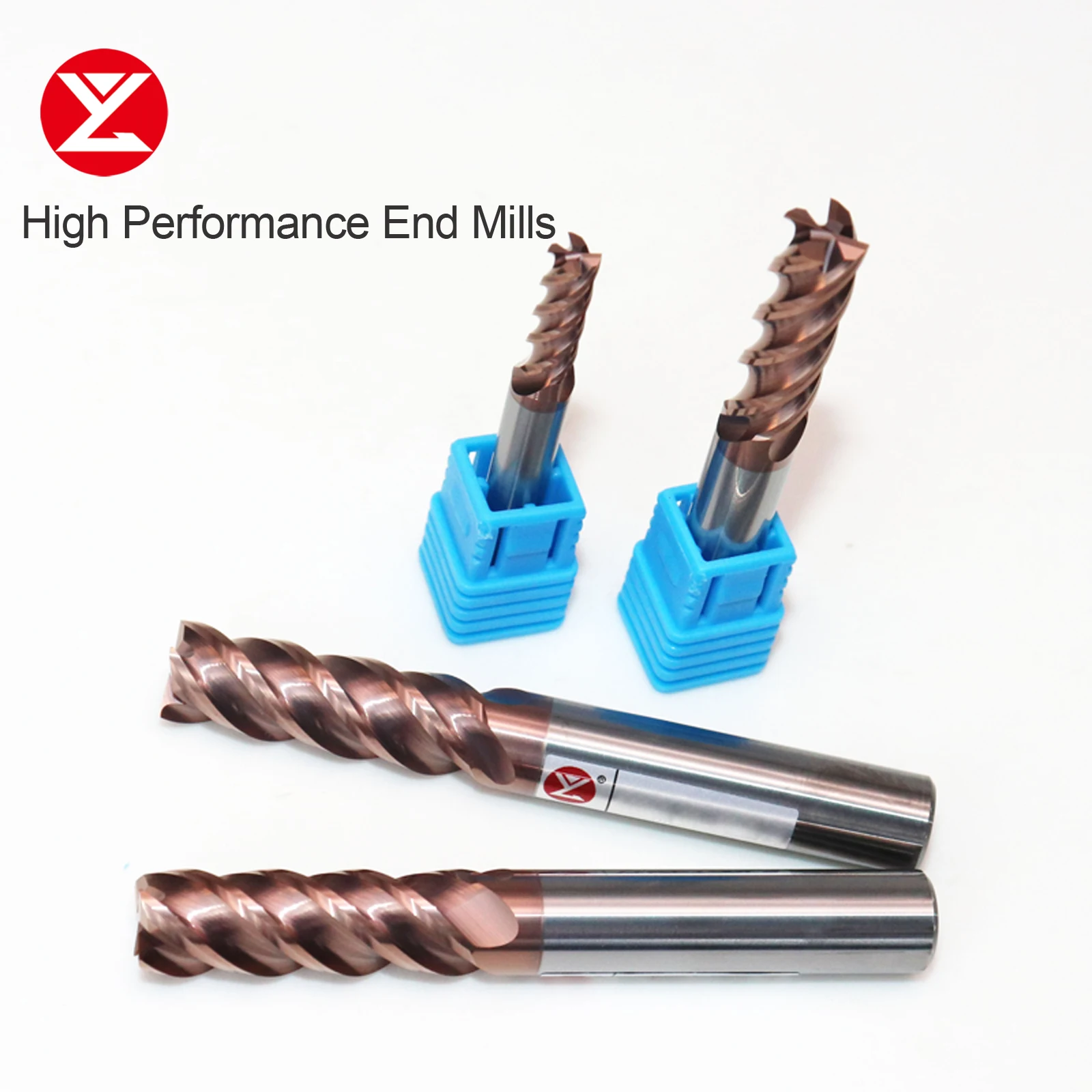 CNC Carbide End Mills Tungsten Machine Cutter Tools 4 Flute Metal Steel Key Face Square Router Bit 6 8 12 Shank High Efficiency