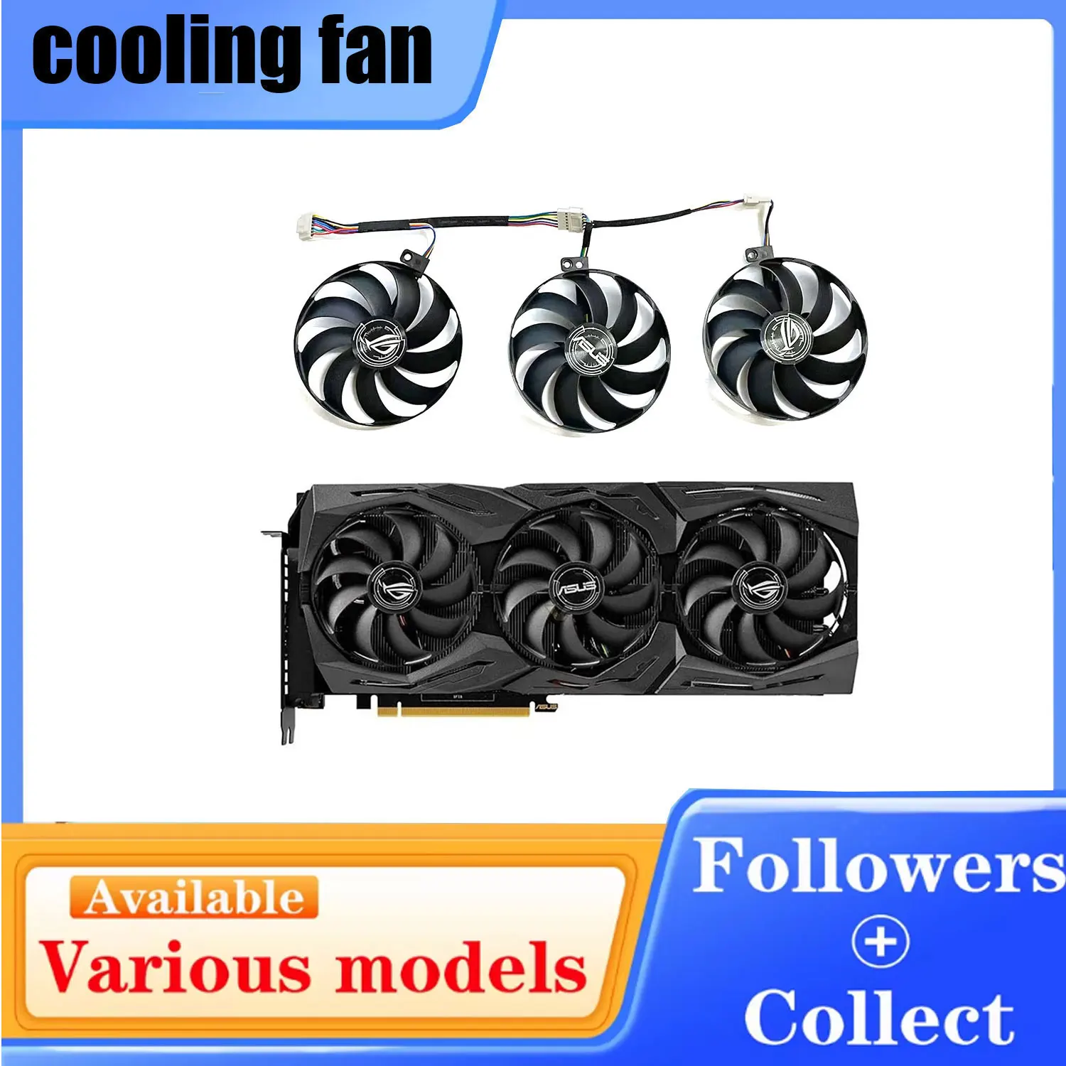 7PIN T12915SU FDC10U12S9-C DC 12V 0.5A RTX2080TI GPU Fan for ASUS ROG-STRIX-RTX 2080 2080Ti 2080S 2070S Graphics Card