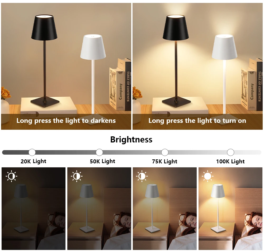 Dual Illumination Night Lights Office Reading LED Light Tricolor Bedside Lamp Desktop Decoration Light Dining Table Outdoor Lamp