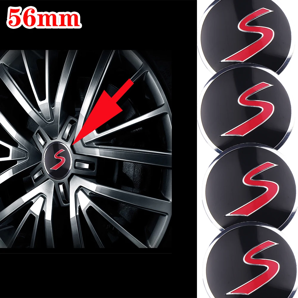 4pcs 56mm Car Tire Wheel Center Sticker Hub Decal Auto Accessories for Mini John Cooper S R50 R53 R56 R60 F55 F56 R55 F60 F62