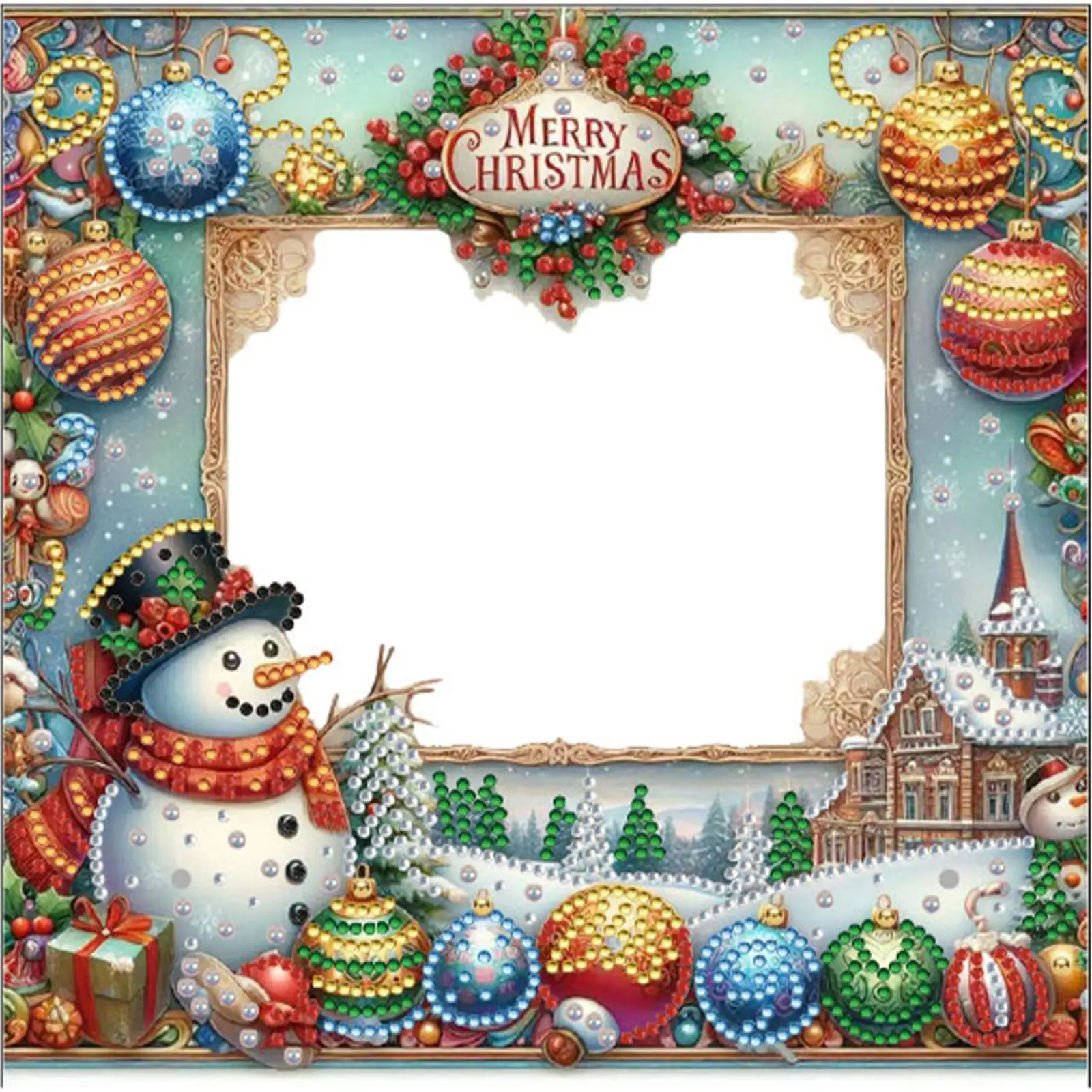 

2D Flat DIY Xmas Snowman Diamond Painting Photo Frame Crystal Photo Frame Decor