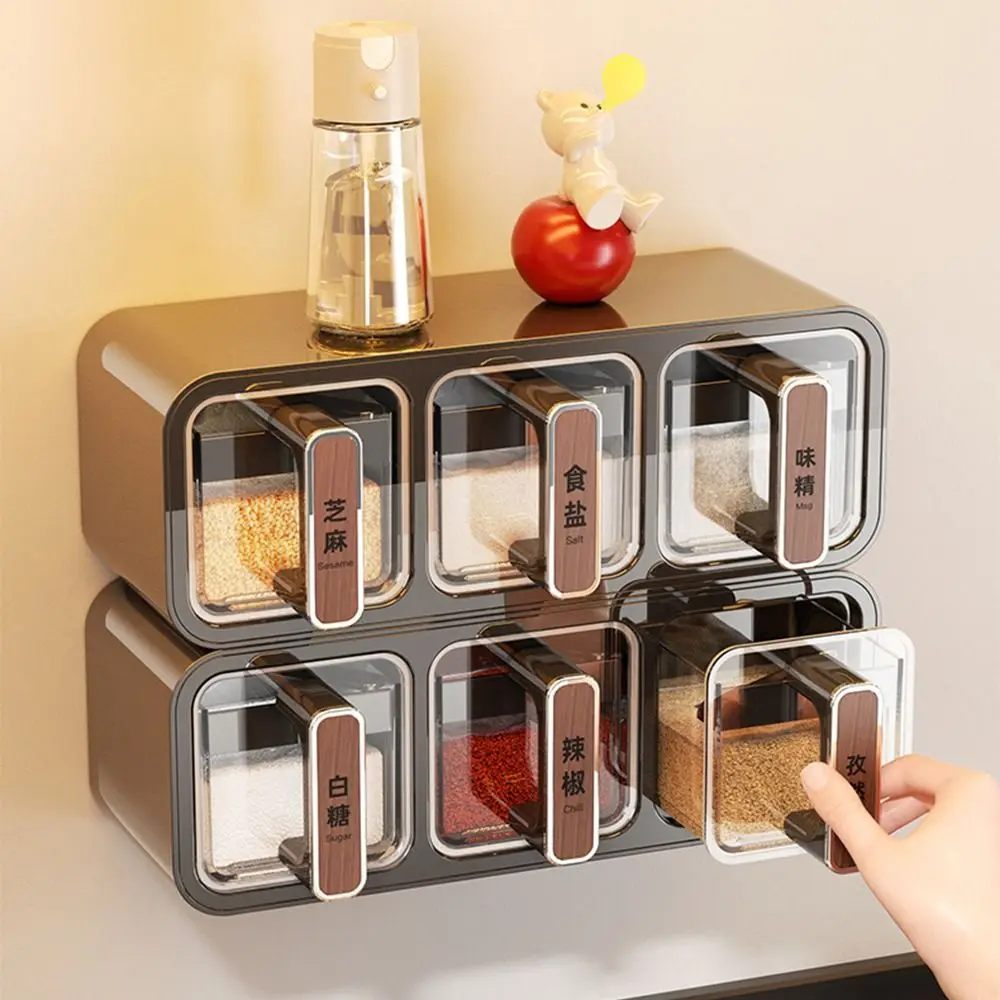 

Герметичная полка для хранения специй с ложкой, 2/3 сетки, кухонный органайзер для хранения, в комплекте, ложка без удара, кухонная банка для приправ