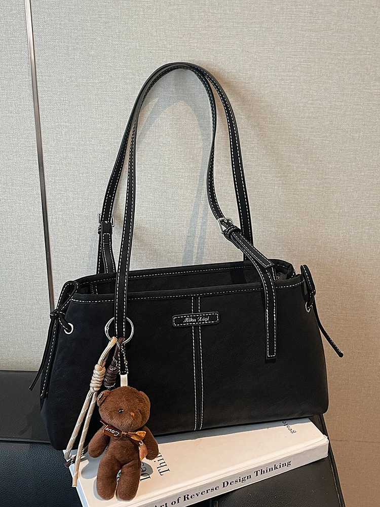 

Текстурированная большая вместительная сумка подмышки для женщин, новинка 2025 года, универсальная сумка через плечо для покупок, простые замшевые женские сумки