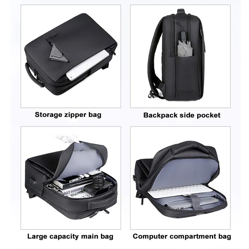 Imagem -05 - Bolsa para Laptop Masculina Oxford Grande Capacidade à Prova Dágua Porta de Carregamento Usb Macbook Acessórios para Laptop Bolsas de Negócios para Laptops 15.6