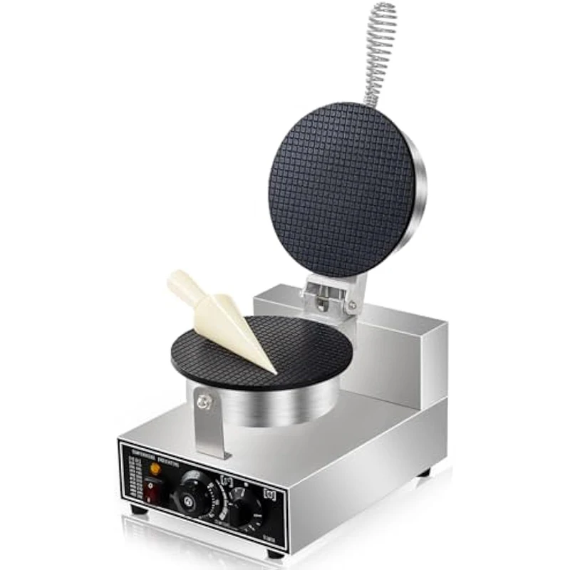 

STLF Electric Ice Cream Cone Maker 1100W Stainless Steel Cone Baker Non Stick Restaurant Bakeries Commercial Waffle Machine
