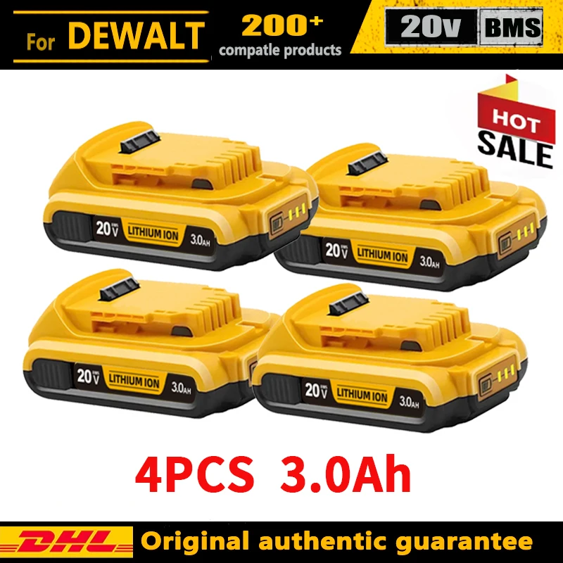 3000 MAH pour DEWALT 20 V batterie DCB206 batterie lithium-ion pour dewalt 18 v batterie DCB204 DCB205 DCB206 DCB609 DCB184 DCB200