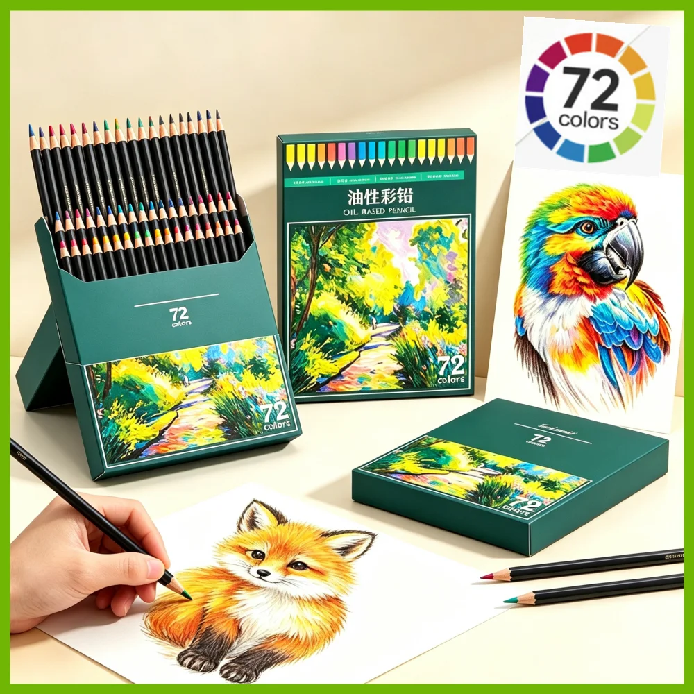 24/36/48/72 Professional Oil-based Colored Pencil Watercolor Pen Set for Student Creation,Painting,Coloring Art Supplies