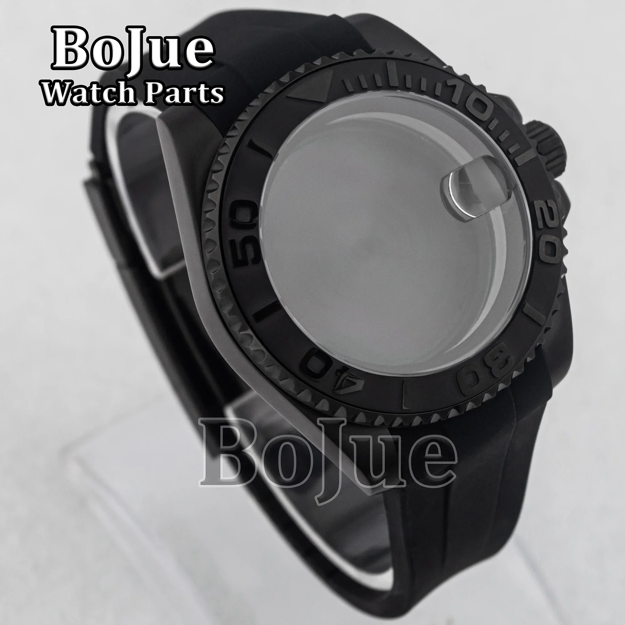 40 مللي متر ساعة رجالية حافظة ساعة بحزام مطاطي سوار معصمه الياقوت الزجاج ل Seiko Nh34 Nh35 Nh36 حركة الطلب وزارة الدفاع يخت ماستر