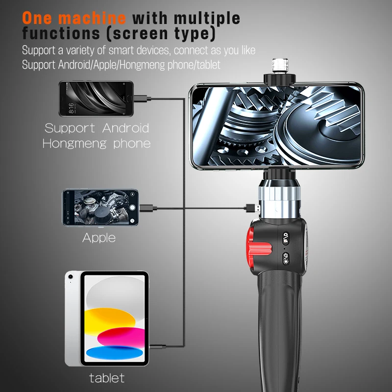 Two-Way 360° Steering Industrial Endoscope 6.0 mm Lens IP67 HD1080P Camera Car Engine Sewer Inspection Borescope For Android iOS