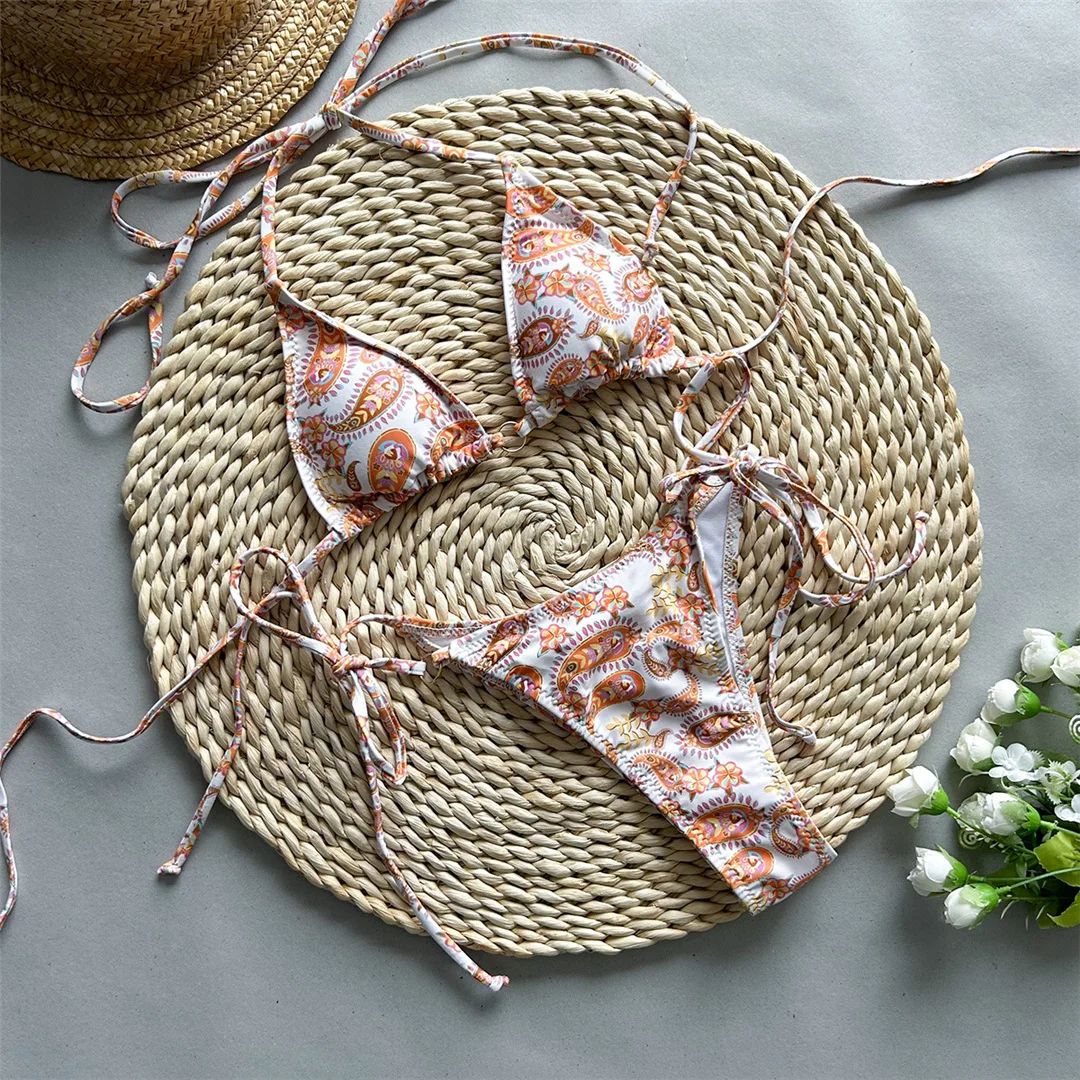 Bedruckter Tie-Dye-Bikini mit Neckholder und Scrunch-Butt-Effekt, Damen-Badeanzug, zweiteiliger Bikini-Set, Badebekleidung, Badeanzug, Schwimmanzug V5851 – Detail 9