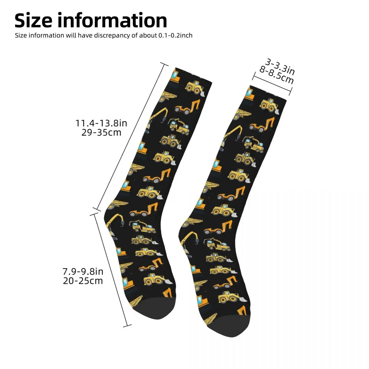 Construction Truck Excavator Socks Harajuku Sweat Absorbing Stockings All Season Long Socks Accessories for Unisex Gifts