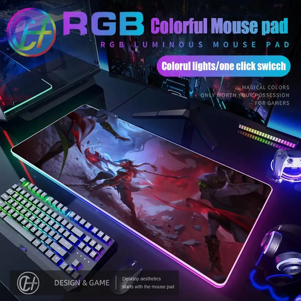 

League of Legends Shieda Kayn Коврик для мыши RGB Коврик для игрового стола HD Gamer Большой светодиодный светильник XXL Коврики для мыши ПК Компьютерный ковер