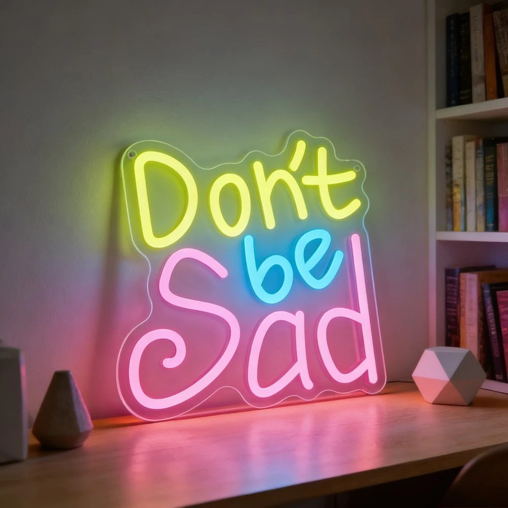 

Неоновая вывеска «Не будь грустным»: светодиодный настенный декор для спальни, гостиной, кафе – освещение для поднятия настроения, вдохновения и создания позитивной атмосферы